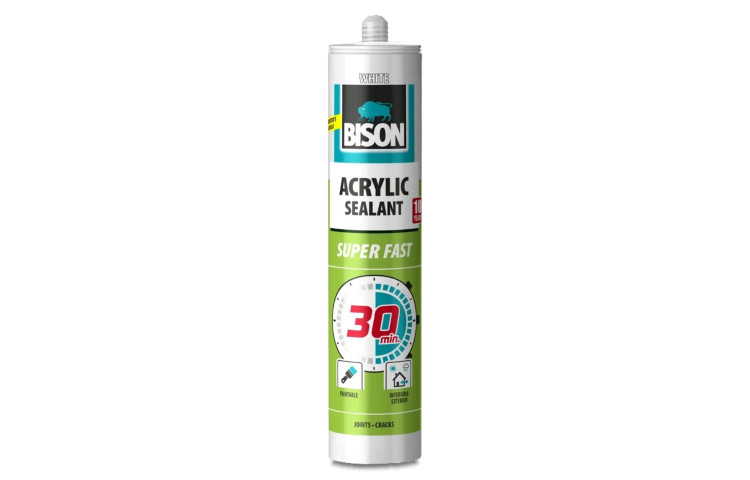 Bison Acrylic 30 Minutes – Mastic acrilic profesional, alb, 310 ml