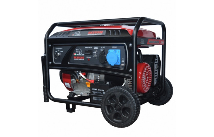 Generator de curent BISONTE SK5500E, 5.5 kW, 230V, benzină, pornire electrică și roți