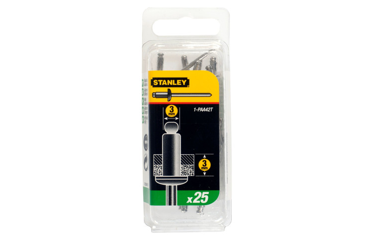 STANLEY Nituri aluminiu 3x3 mm, 25 bucati
