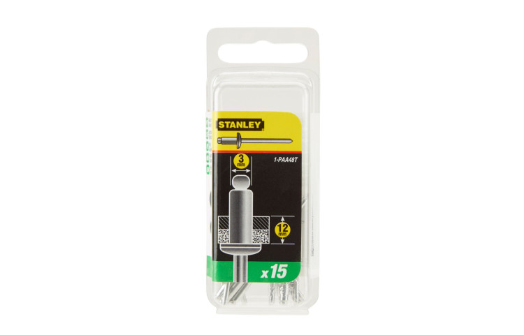 STANLEY Nituri aluminiu 3x12 mm, 15 bucati