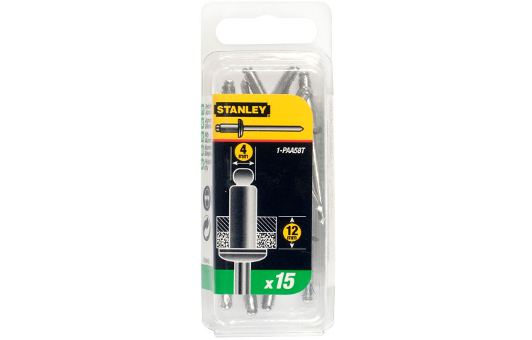 STANLEY Nituri aluminiu 4x12 mm, 15 bucati