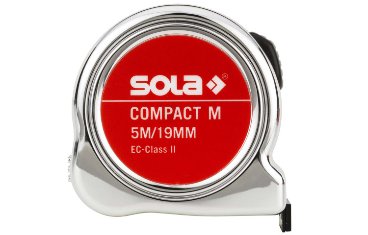 Ruletă SOLA COMPACT M COM 5, 5 m x 19 mm, cu cârlig magnetic