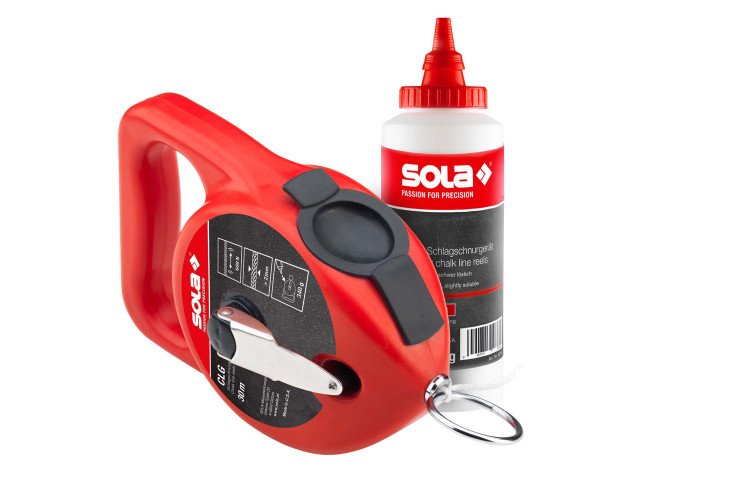 Set trasor cu fir 30 m si pudra creta rosie SOLA CLG30 CPR230