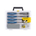 Set dalti lemn STANLEY 5002, 4 buc, 6 / 12 / 18 / 25 mm, cu piatra de ascutit